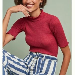 Anthropologie textured mock neck top